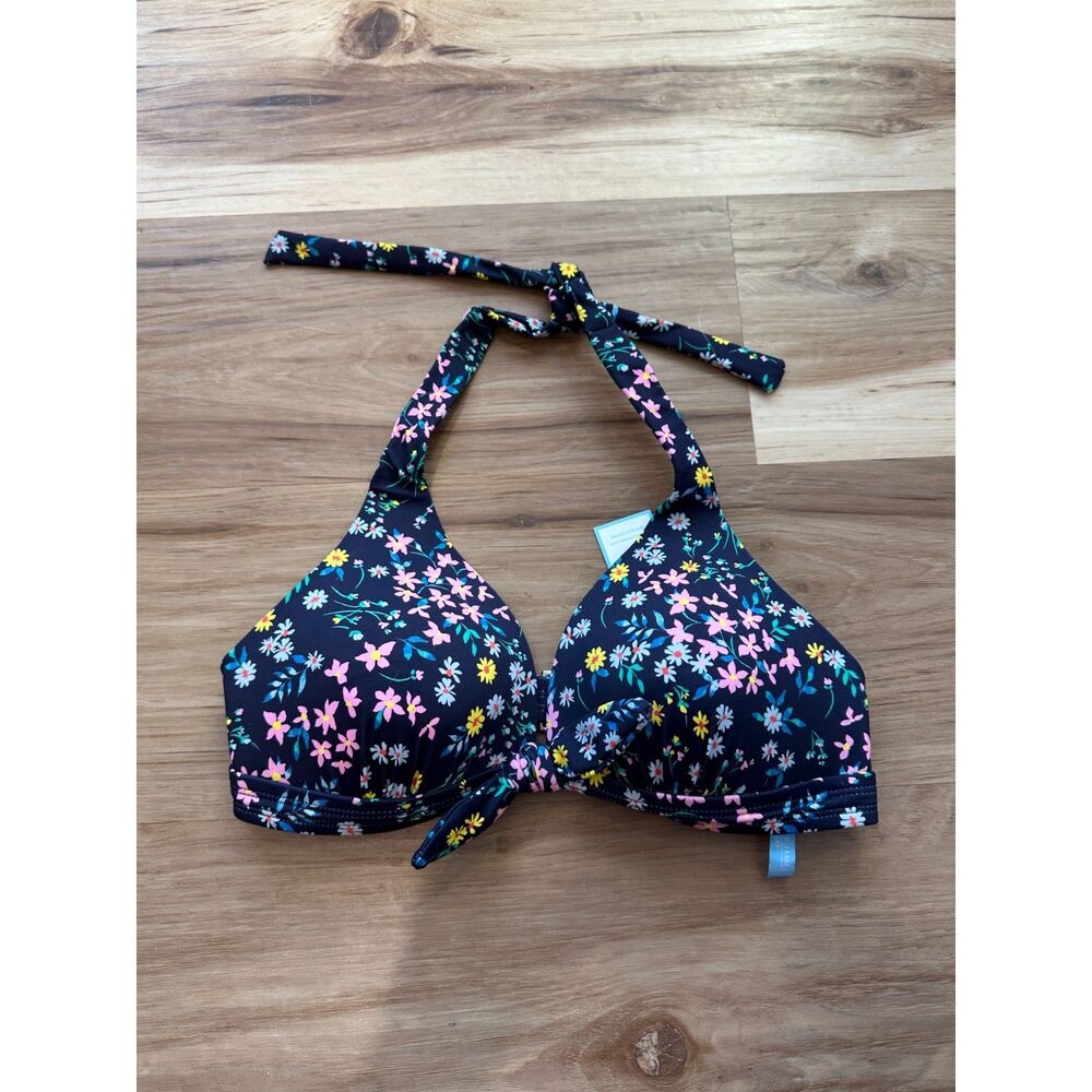 NWT Draper James Ditsy Garden Bow Front Halter Bikini Top Size Small